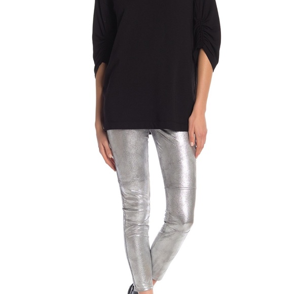 Splendid Pants - Splendid Metallic Seamed Silver Leggings Pant